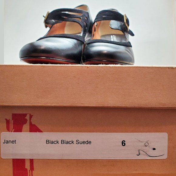 NIB Re-Mix Janet Black/Black Suede Shoes Size 6 - Picture 5 of 9